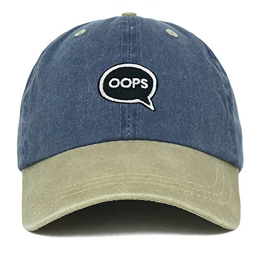 Trendy Apparel Shop Oops Patch Pigment Dyed Washed Two Tone Baseball Cap