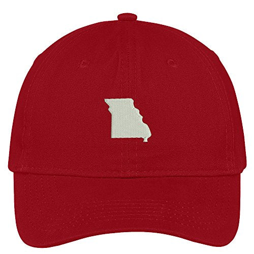 Trendy Apparel Shop Missouri State Map Embroidered Low Profile Soft Cotton Brushed Baseball Cap