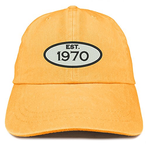 Trendy Apparel Shop Established 1970 Embroidered 51st Birthday Gift Pigment Dyed Washed Cotton Cap
