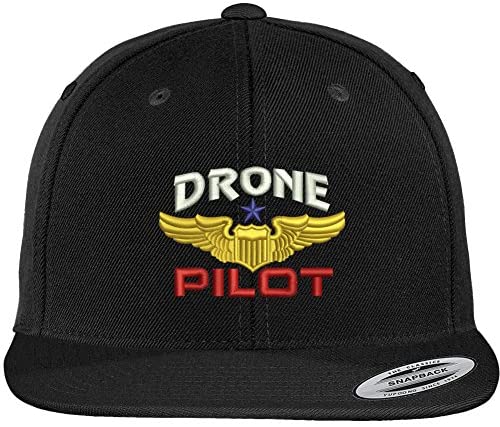 Trendy Apparel Shop Drone Pilot Aviation Wing Embroidered Flat Bill Snapback Baseball Cap