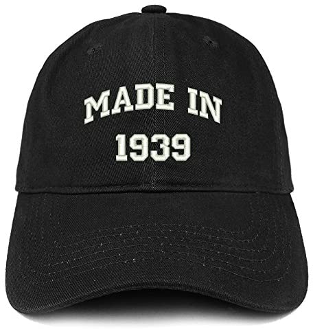 Trendy Apparel Shop Made in 1939 Text Embroidered 82nd Birthday Brushed Cotton Cap
