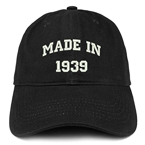 Trendy Apparel Shop Made in 1939 Text Embroidered 82nd Birthday Brushed Cotton Cap