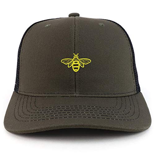Trendy Apparel Shop Bee Embroidered Two Tone Mesh Back Trucker Baseball Cap
