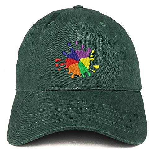 Trendy Apparel Shop Rainbow Color Splash Embroidered Brushed Cotton Cap