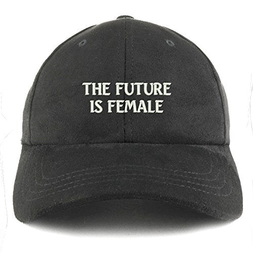 Trendy Apparel Shop The Future is Female Embroidered Faux Suede Leather Adjustable Cap