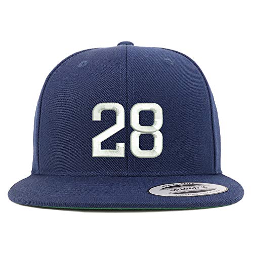 Trendy Apparel Shop Number 28 Embroidered Snapback Flatbill Baseball Cap