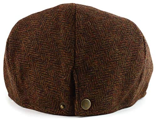 Trendy Apparel Shop Men's Herringbone Wool Blend Adjustable 3 Button Ivy Cap