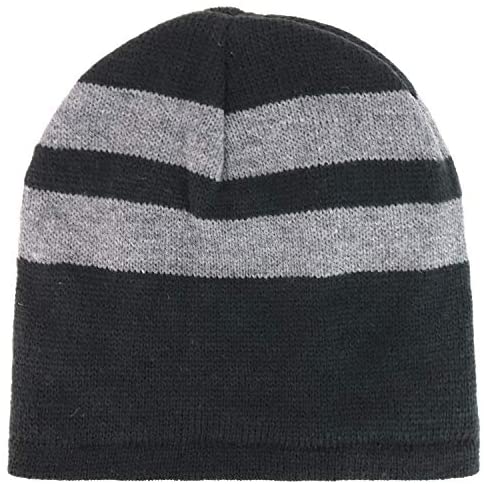 Trendy Apparel Shop Fleece Lined Striped Winter Short Beanie Cap