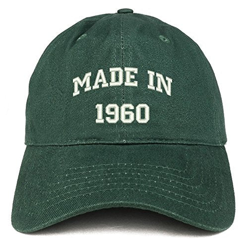 Trendy Apparel Shop Made in 1960 Text Embroidered 61st Birthday Brushed Cotton Cap