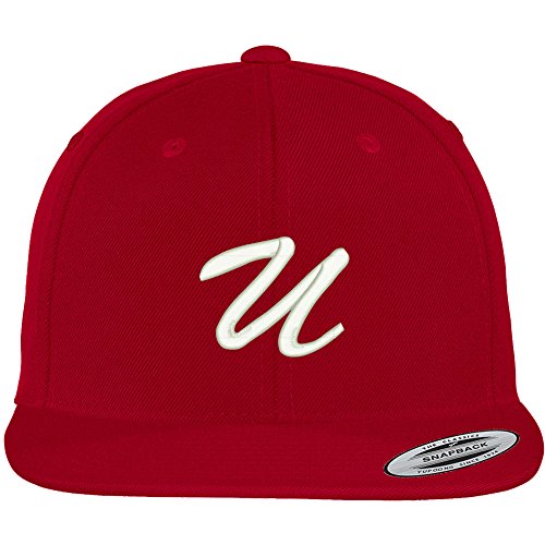Trendy Apparel Shop Letter U Brushed Script Embroidered Flat Bill Snapback Baseball Cap