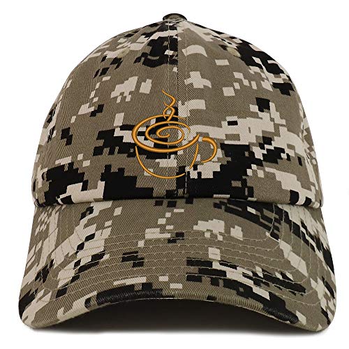 Trendy Apparel Shop Coffee Cup Embroidered Soft Crown 100% Brushed Cotton Cap