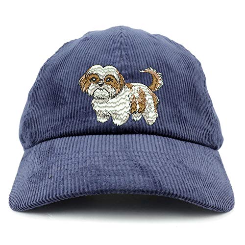 Trendy Apparel Shop Shih Tzu Embroidered Corduroy Unstructured Baseball Cap