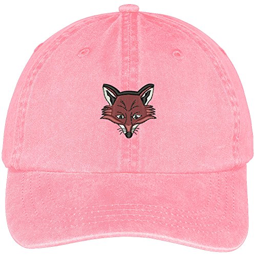 Trendy Apparel Shop Fox Embroidered Washed Soft Cotton Adjustable Baseball Cap