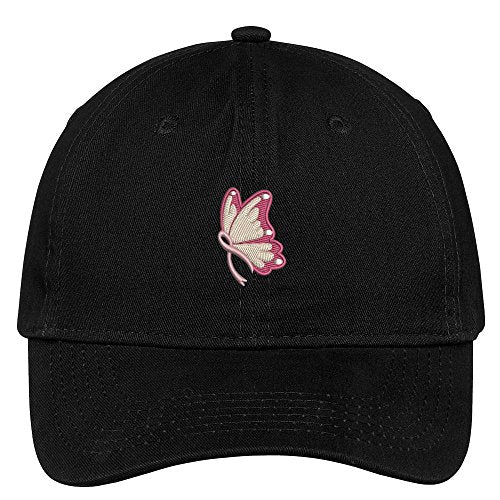 Trendy Apparel Shop Fight Cancer Butterfly Embroidered Low Profile Soft Cotton Brushed Baseball Cap