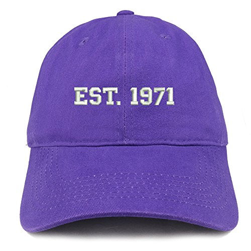 Trendy Apparel Shop EST 1971 Embroidered - 50th Birthday Gift Soft Cotton Baseball Cap