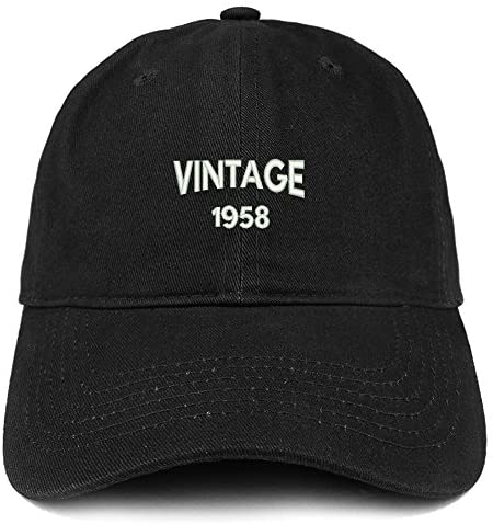 Trendy Apparel Shop Small Vintage 1958 Embroidered 63rd Birthday Adjustable Cotton Cap