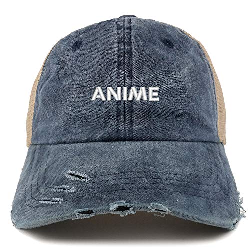 Trendy Apparel Shop Anime Washed Front Mesh Back Frayed Bill Cap