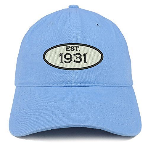 Trendy Apparel Shop Established 1931 Embroidered 90th Birthday Gift Soft Crown Cotton Cap