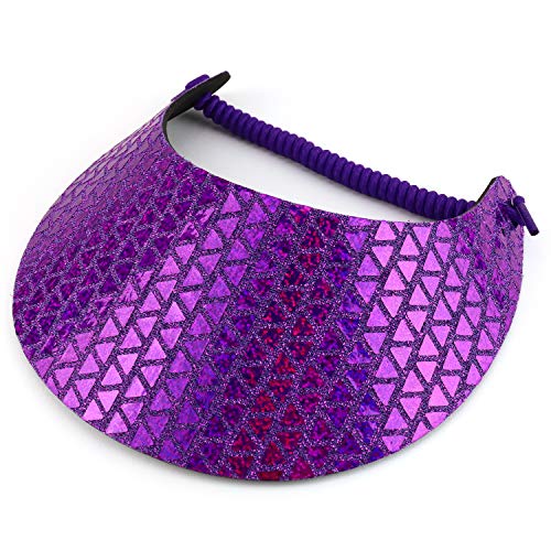 Trendy Apparel Shop Made in USA Shiny Glitter Summer String Elastic Foam Visors