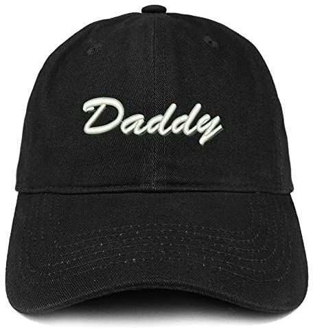 Trendy Apparel Shop Daddy Script Font Shadow Embroidered Brushed Cotton Cap
