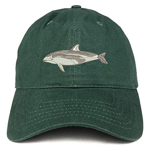 Trendy Apparel Shop Pacific White Dolphin Embroidered Brushed Cotton Cap