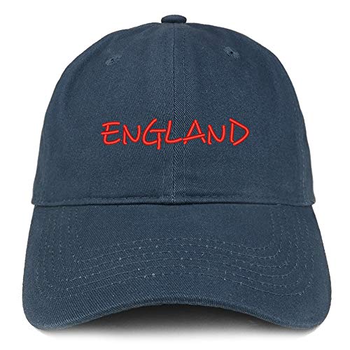 Trendy Apparel Shop England Text Embroidered Soft Crown 100% Brushed Cotton Cap