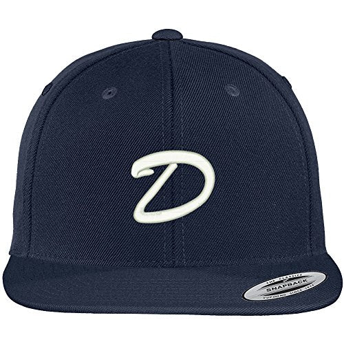 Trendy Apparel Shop Letter D Brushed Script Embroidered Flat Bill Snapback Baseball Cap