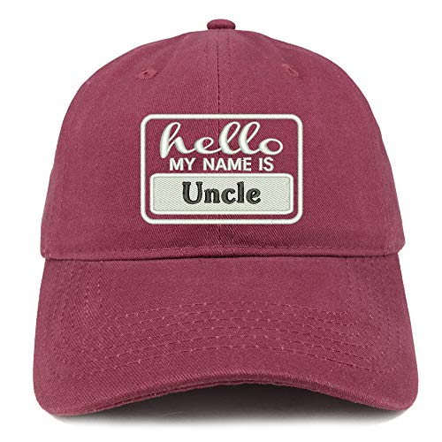 Trendy Apparel Shop Hello My Name is Uncle Soft Crown 100% Brushed Cotton Cap