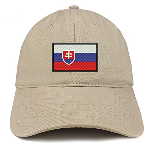 Trendy Apparel Shop Flag of Slovakia Embroidered Soft Crown 100% Brushed Cotton Cap