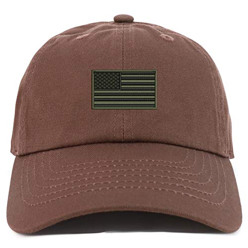 Trendy Apparel Shop Youth Sized Olive American Flag Embroidered Adjustable Unstructured Baseball Cap