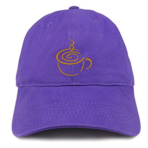 Trendy Apparel Shop Coffee Cup Embroidered Soft Crown 100% Brushed Cotton Cap