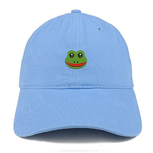 Trendy Apparel Shop Frog Emoticon Embroidered 100% Soft Brushed Cotton Low Profile Cap