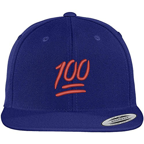 Trendy Apparel Shop 100 Points Symbol Emoticon Red Embroidered Flat Bill Snapback Baseball Cap