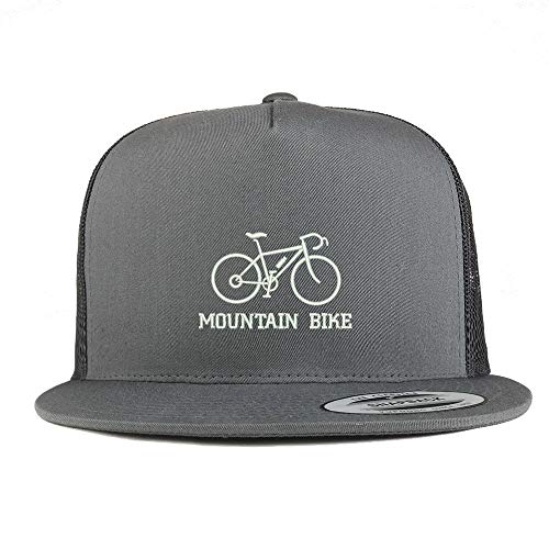 Trendy Apparel Shop Mountain Bike Text Embroidered 5 Panel Flatbill Mesh Cap