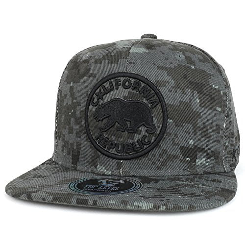 Trendy Apparel Shop California Republic Bear Embroidered Flat Bill Cotton Snapback Cap