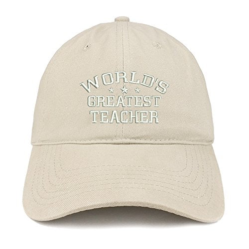 Trendy Apparel Shop World's Greatest Teacher Embroidered Low Profile Soft Cotton Baseball Cap