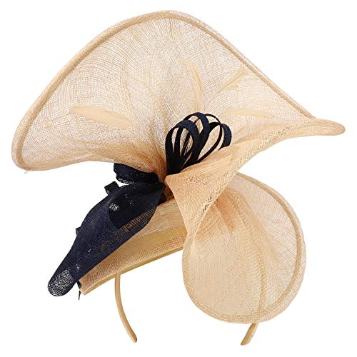 Trendy Apparel Shop Curly Meshed Ribbon Bow Decorated Sinamay Fascinator