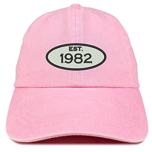 Trendy Apparel Shop Established 1982 Embroidered 39th Birthday Gift Pigment Dyed Washed Cotton Cap