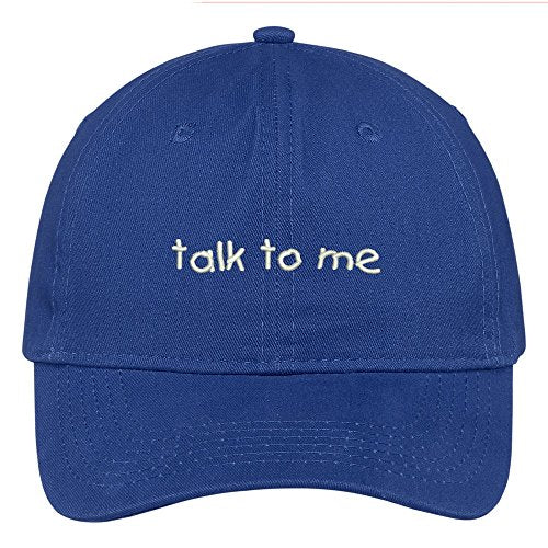 Trendy Apparel Shop Talk To Me Embroidered Brushed Cotton Adjustable Cap