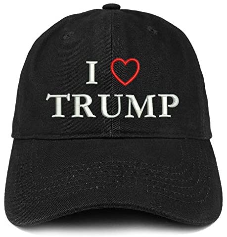 Trendy Apparel Shop I Love Heart Trump Embroidered Soft Crown 100% Brushed Cotton Cap