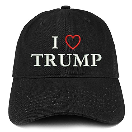 Trendy Apparel Shop I Love Heart Trump Embroidered Soft Crown 100% Brushed Cotton Cap