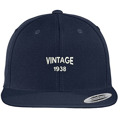 Trendy Apparel Shop Small Vintage 1938 Embroidered 81st Birthday Flat Bill Snapback Baseball Cap
