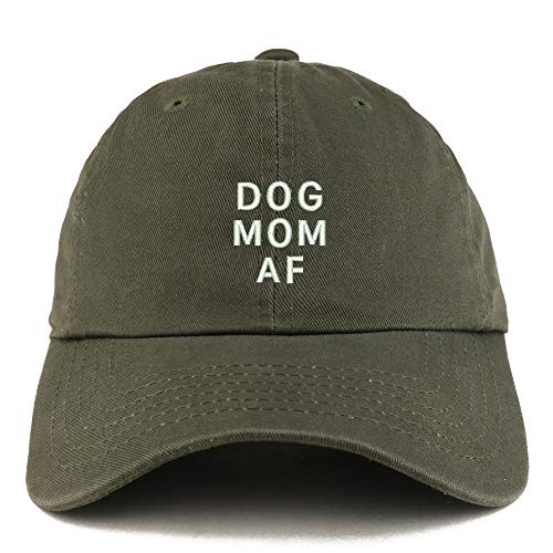 Trendy Apparel Shop Dog Mom AF Embroidered Solid Adjustable Unstructured Hat