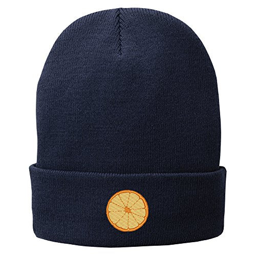 Trendy Apparel Shop Orange Embroidered Winter Knitted Long Beanie