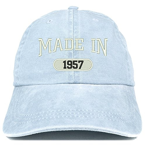 Trendy Apparel Shop Made in 1957 Embroidered 64th Birthday Washed Baseball Cap