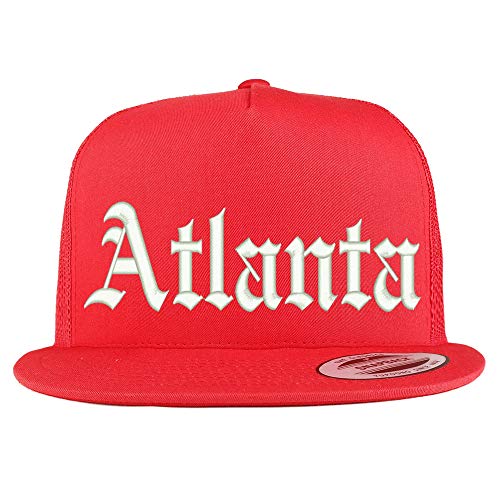 Trendy Apparel Shop Old English Font Atlanta City Embroidered 5 Panel Mesh Cap