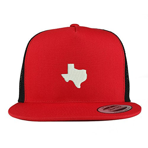 Trendy Apparel Shop Texas State Map Embroidered 5 Panel Flat Bill 2-Tone Trucker Mesh Cap