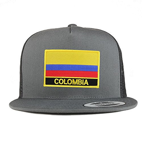 Trendy Apparel Shop Colombia Flag 5 Panel Flatbill Trucker Mesh Snapback Cap