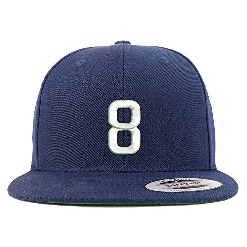 Trendy Apparel Shop Number 8 Embroidered Snapback Flatbill Baseball Cap