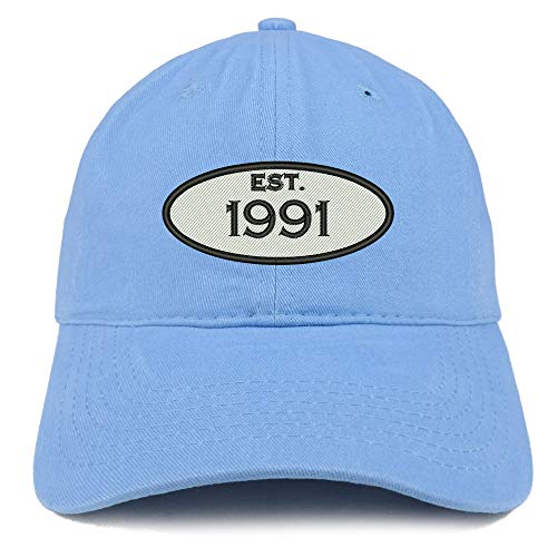 Trendy Apparel Shop 30th Birthday Established 1991 Soft Crown Brushed Cotton Cap